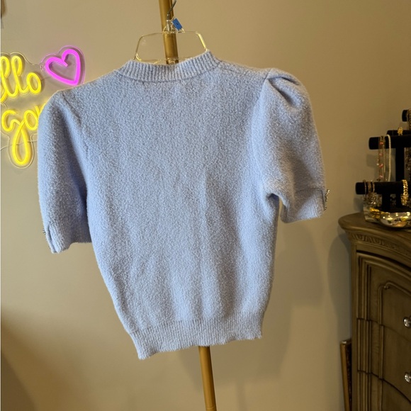 Zara Sky Blue Knit Top with Button Detail - Picture 8 of 10